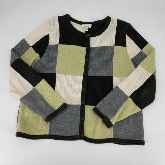Christopher & Banks Cardigan Sweater Womens XL Multicolor Colorblock Long Sleeve - Picture 1 of 10